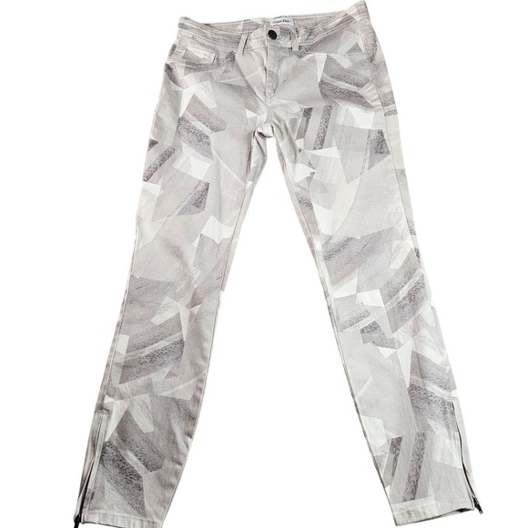 Calvin Klein Other - Calvin Klein Skinny Jeans Women 31W Grey Printed Zip Ankle Skinny Fit‎ Zip Fly